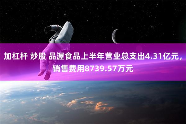 加杠杆 炒股 品渥食品上半年营业总支出4.31亿元，销售费用8739.57万元